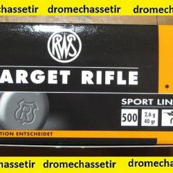 Lot de 500 cartouches RWS Target Rifle 22LR, 40 grains