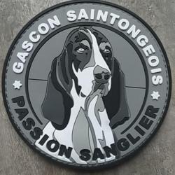 Badge PVC "Gascon Saintongeois) sur velcro à coudre diamètre 9 cm. A coudre sur veste, pull etc
