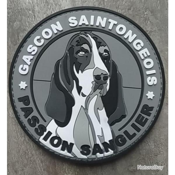 Badge PVC "Gascon Saintongeois) sur velcro  coudre diamtre 9 cm. A coudre sur veste, pull etc