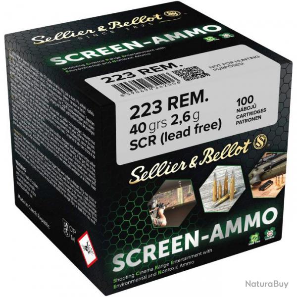 Cartouches cin tir Screen-Ammo .223 Rem. SCR Zink 40grs.