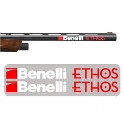 2x Benelli ETHOS Vinyle Autocollant pour canon. Taille 190x18mm. ETHOS rouge