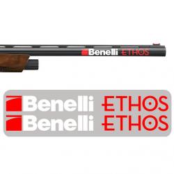 2x Benelli ETHOS Vinyle Autocollant pour canon. Taille 190x18mm. ETHOS rouge