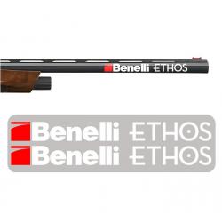2x Benelli ETHOS Vinyle Autocollant pour canon. Taille 190x18mm. ETHOS blanc
