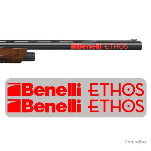 2x Benelli ETHOS Vinyle Autocollant pour canon. Taille 190x18mm. Rouge