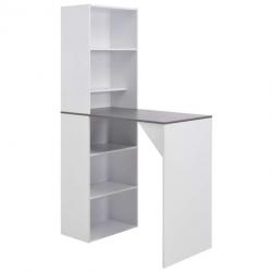 Table haute mange debout bar bistrot avec armoire blanc 200 cm 0902040