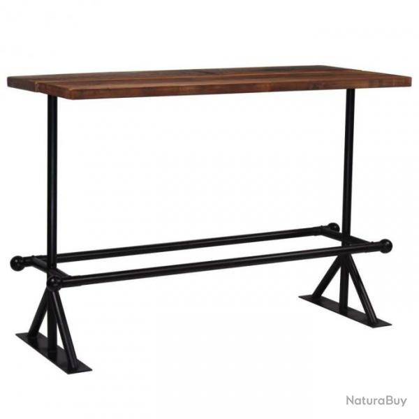 Table haute mange debout bar bistrot bois massif de rcupration marron 150 cm 0902086