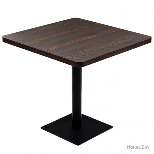 Table haute mange debout bar bistrot MDF et acier carr 80 x 80 cm frne fonc marron 0902107