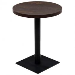 Table haute mange debout bar bistrot MDF et acier rond 60 cm frêne foncé marron 0902110