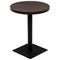 Table haute mange debout bar bistrot MDF et acier rond 60 cm frêne foncé marron 0902110