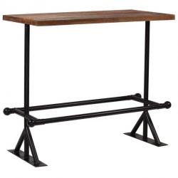 Table haute mange debout bar bistrot bois de récupération massif marron 120 cm 0902075