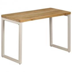 Table de salon salle à manger design 115 cm bois de manguier et acier 0902126
