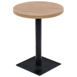 Table haute mange debout bar bistrot MDF et acier rond 60 cm chêne beige 0902109