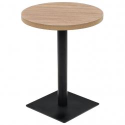 Table haute mange debout bar bistrot MDF et acier rond 60 cm chêne beige 0902109