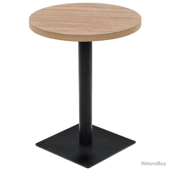 Table haute mange debout bar bistrot MDF et acier rond 60 cm chne beige 0902109