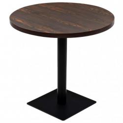 Table haute mange debout bar bistrot MDF et acier rond 80 cm frêne foncé marron 0902112