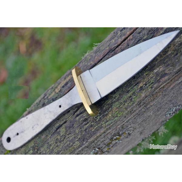 Lot de 3 Lames  Customiser Dague Couteau de Botte Lame Acier Inox Garde Laiton BL7707 - 1Z