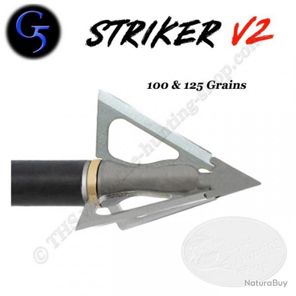 G5 Striker V2 Pointe de chasse  lames fixes trilame 1,25 pouce de diamtre de coupe 125