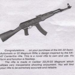 Notice carabine JAGER AP80 / MITCHELL ARMS AK22