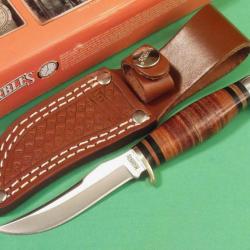 Couteau Skinner Marbles Small Hunter Stacked leather Manche & Etui Cuir Lame Acier Inox MR396