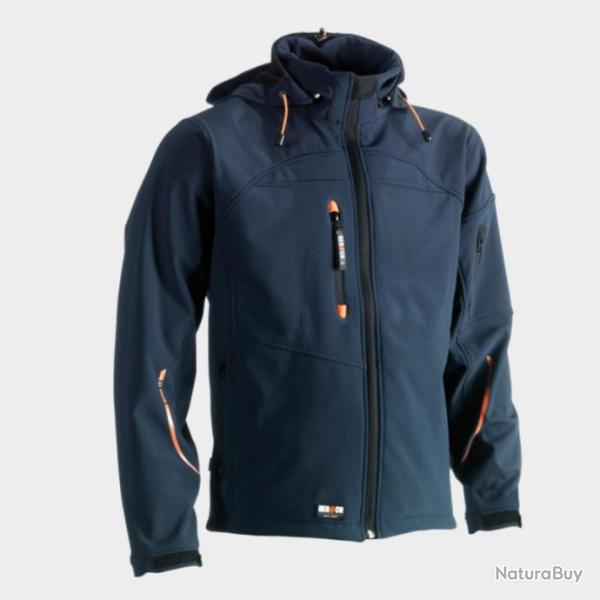 Softshell de travail mixte  capuche amovible Herock Poseidon M Bleu marine