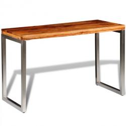 Table de salon salle à manger design et pieds en acier Bois massif de sesham 0902223