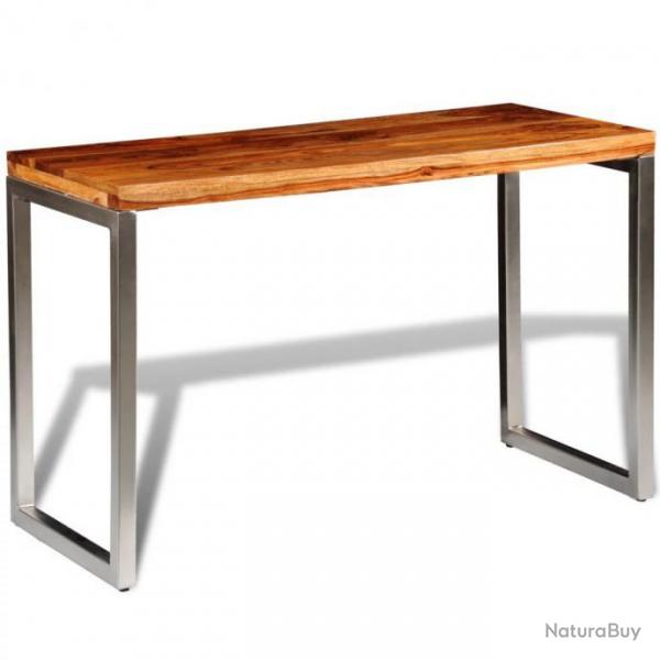 Table de salon salle  manger design et pieds en acier Bois massif de sesham 0902223