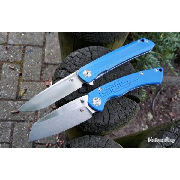 Couteau CH Knives Toucan Lame Acier D2 Manche Blue G-10 Linerlock Clip CHTOUCANS