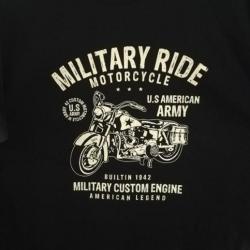 T SHIRT noir US MILITARY RIDE AMERICAN LEGEND 1942 HARLEY tailles S à XXL ( tee militaria moto biker