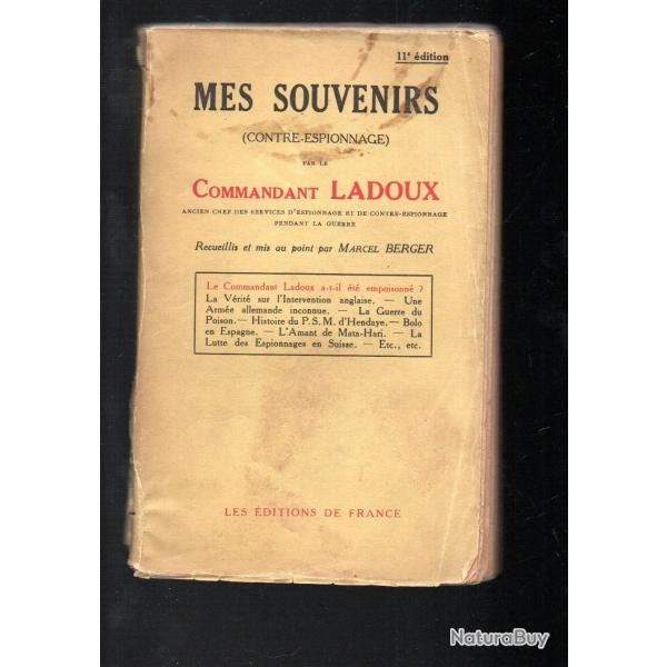 mes souvenirs contre espionnage du commandant ladoux guerre 14-18