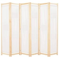 Paravent s&eacute;parateur de pi&egrave;ce cloison de s&eacute;paration d&eacute;coration meuble 6 panneaux cr&egrave;me 240 x 170 x 4