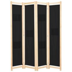 Paravent s&eacute;parateur de pi&egrave;ce cloison de s&eacute;paration d&eacute;coration meuble 4 panneaux noir 160x4 cm tissu