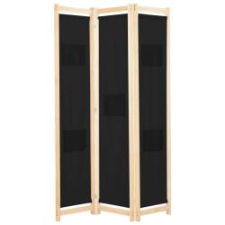 Paravent s&eacute;parateur de pi&egrave;ce cloison de s&eacute;paration d&eacute;coration meuble 3 panneaux noir 120x4 cm tissu