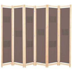 Paravent s&eacute;parateur de pi&egrave;ce cloison de s&eacute;paration d&eacute;coration meuble 6 panneaux marron 240 x 170 x
