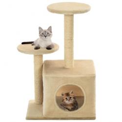 Arbre à chat griffoir grattoir niche jouet animaux peluché en sisal 60 cm beige 3702097