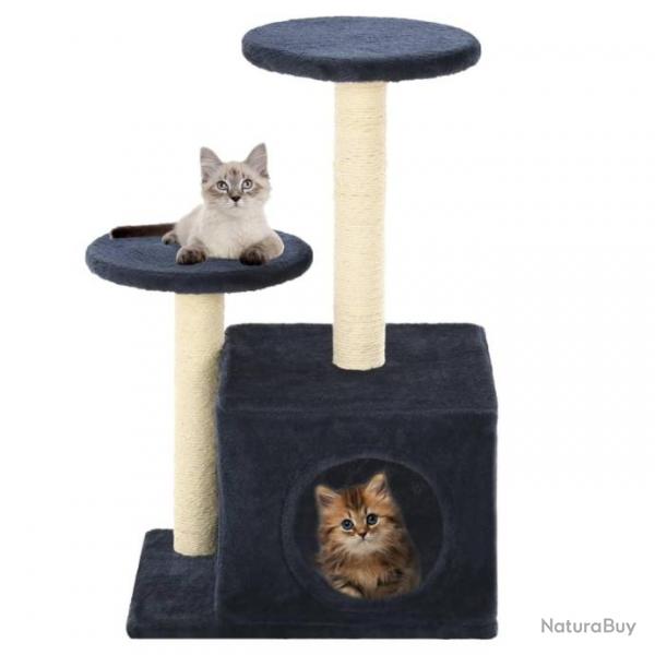 Arbre  chat griffoir grattoir niche jouet animaux peluch en sisal 60cm bleu fonc 3702127