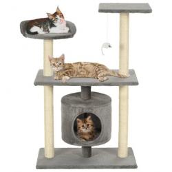Arbre à chat griffoir grattoir niche jouet animaux peluché en sisal 95 cm gris 3702242