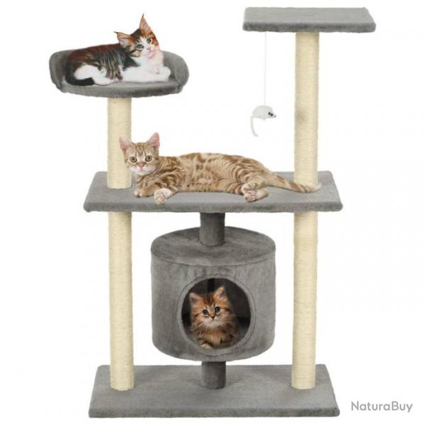 Arbre  chat griffoir grattoir niche jouet animaux peluch en sisal 95 cm gris 3702242