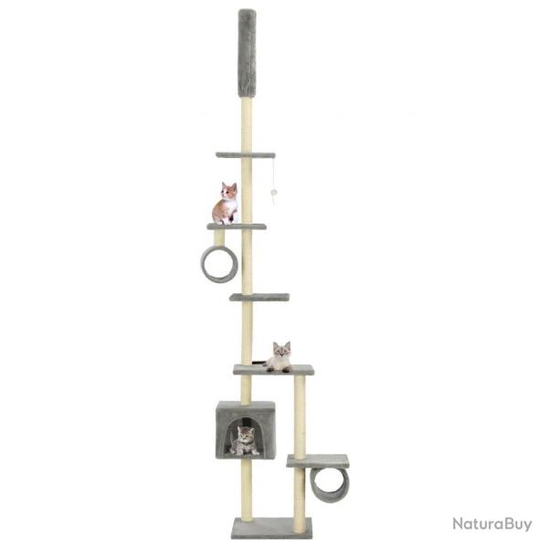 Arbre  chat griffoir grattoir niche jouet animaux peluch en sisal 260 cm gris 3702111