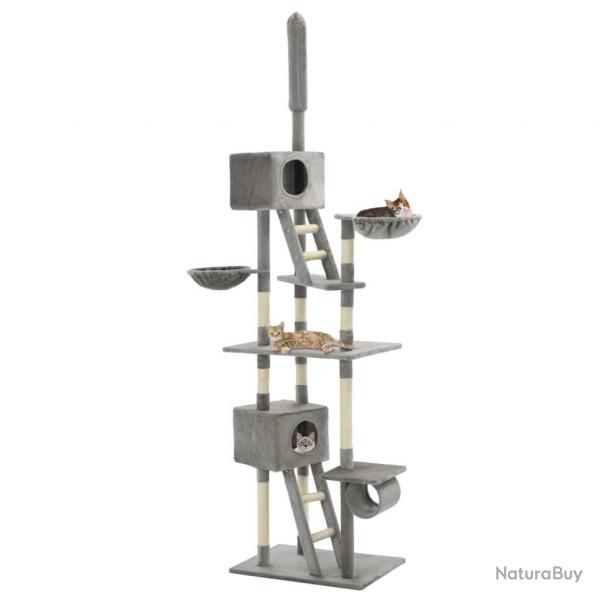 Arbre  chat griffoir grattoir niche jouet animaux peluch en sisal 230-260 cm gris 3702211
