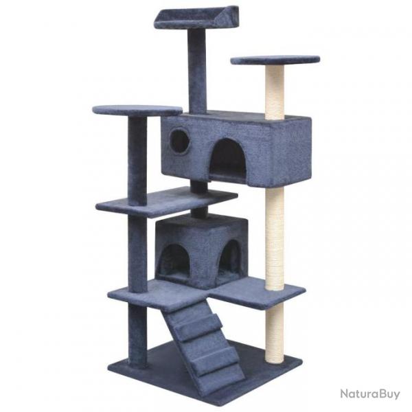Arbre  chat griffoir grattoir niche jouet animaux peluch en sisal 125 cm bleu fonc 3702227