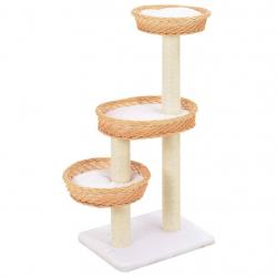 Arbre à chat griffoir grattoir niche jouet animaux peluché en sisal naturel bois de saule 3702244