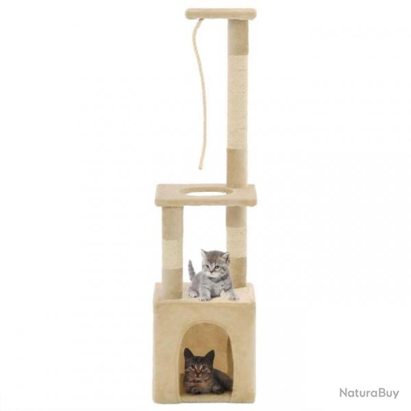 Arbre  chat griffoir grattoir niche jouet animaux peluch en sisal 109 cm beige 3702208