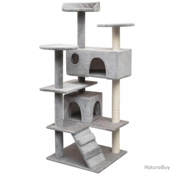 Arbre  chat griffoir grattoir niche jouet animaux peluch en sisal 125 cm gris 3702272