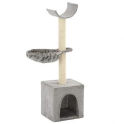 Arbre à chat griffoir grattoir niche jouet animaux peluché en sisal 105 cm gris 3702171