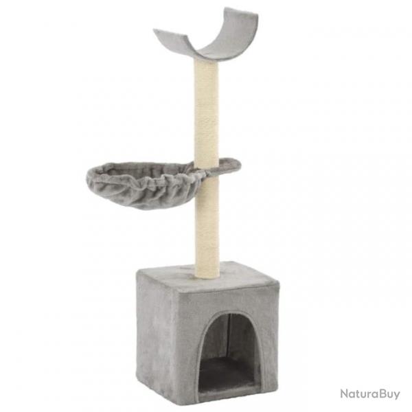 Arbre  chat griffoir grattoir niche jouet animaux peluch en sisal 105 cm gris 3702171