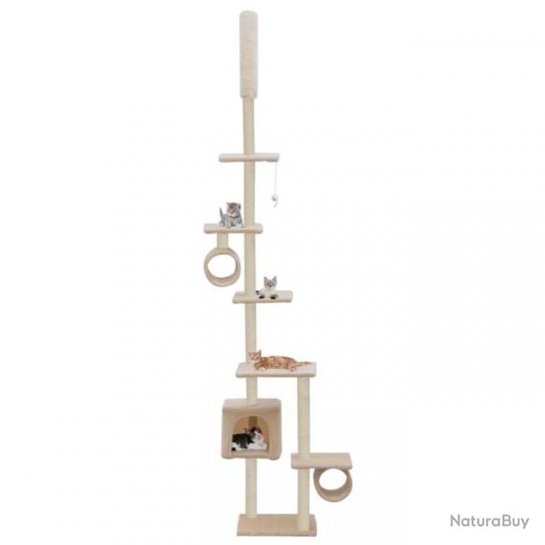 Arbre  chat griffoir grattoir niche jouet animaux peluch en sisal 260 cm beige 3702117
