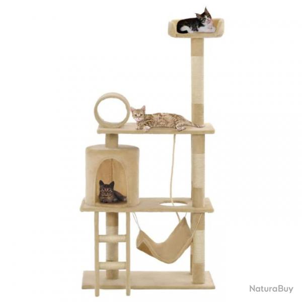 Arbre  chat griffoir grattoir niche jouet animaux peluch en sisal 140 cm beige 3702118