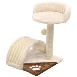 Arbre à chat griffoir grattoir niche jouet animaux peluché en sisal 40 cm beige et marron 3702226