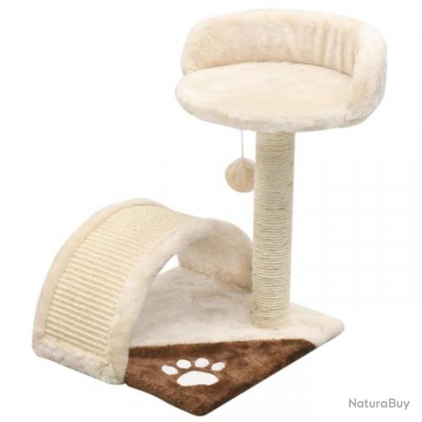 Arbre  chat griffoir grattoir niche jouet animaux peluch en sisal 40 cm beige et marron 3702226