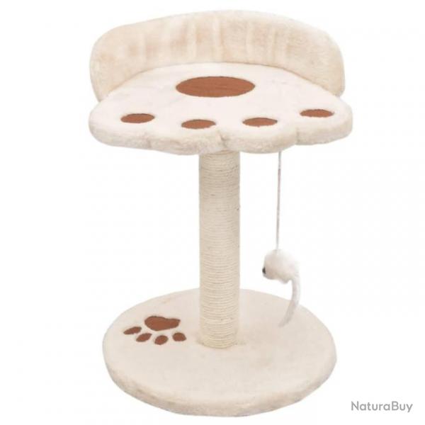 Arbre  chat griffoir grattoir niche jouet animaux peluch en sisal 40 cm beige et marron 3702275